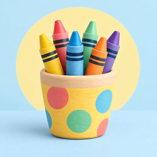 A cup of colorful crayons