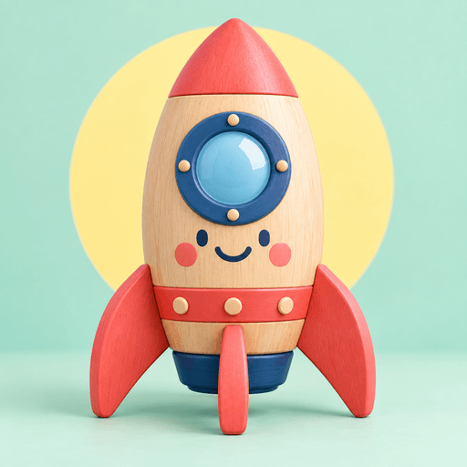 A wooden toy rocket
