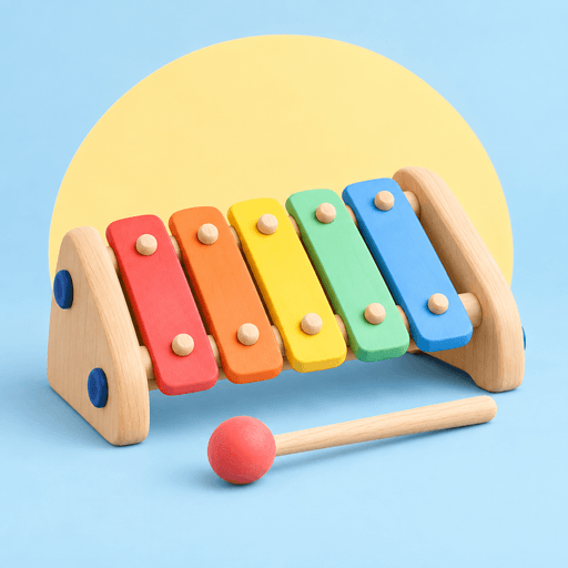 A rainbow toy xylophone